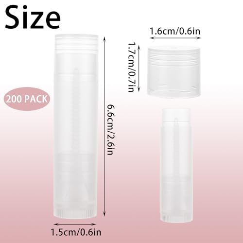 200PCS Clear Lip Balm Tubes with Caps - DIY Lipstick & Lip Gloss Containers