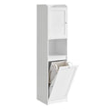 VASAGLE Tall Storage Cabinet with Removable Laundry Basket - Cloud White 15.8"L x 15.8"W x 66.9"H