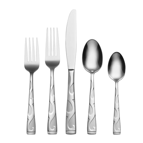 Oneida Tuscany 45-Piece Flatware Set for 8 - Embossed Rock-Inspired Silverware
