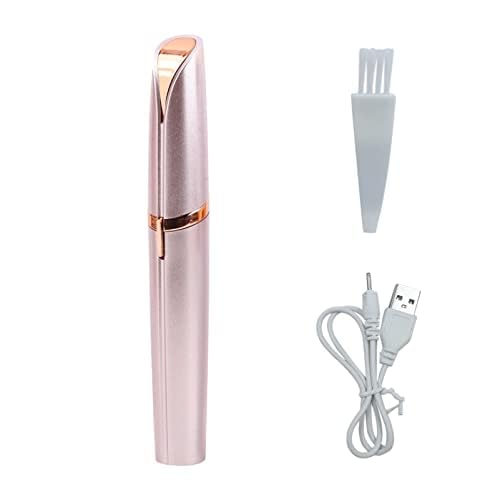 USB Rechargeable Portable Electric Eyebrow Trimmer Pen for Women, Painless Precision Hair Remover, Safe Shaver Razor Tool for Face, Leg, Lip, Armpit, Hand (Rose Gold)