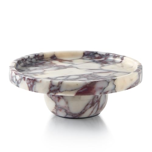 Metolira Calacatta Viola Marble Pedestal Tray 9.8-inch Jewelry & Decor Organizer