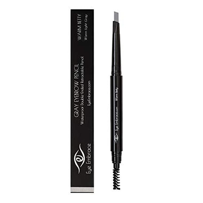 Eye Embrace Warm Betty: Light Gray Eyebrow Pencil ? Waterproof, Double-Ended Automatic Angled Tip & Spoolie Brush, Cruelty-Free