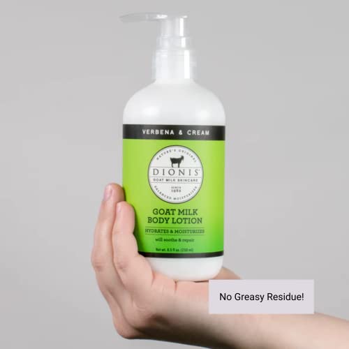 Dionis Goat Milk Skincare Verbena & Cream Scented Lotion (8.5oz) and Hand & Body Bar Soap (6oz) Bundle - Made in USA - Cruelty Free and Paraben Free Formula