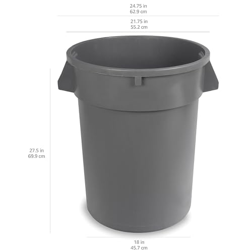 Heavy Duty 32 Gallon Round Trash Can Set - Outdoor Waste Baskets, Grey, Pack of 2