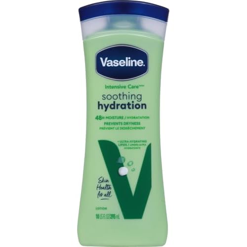 Vaseline Intensive Care Hand and Body Lotion For Dehydrated Skin Soothing Hydration Dry Skin Lotion with Aloe Vera Extract & Ultra-Hydrating Lipids 10 oz
