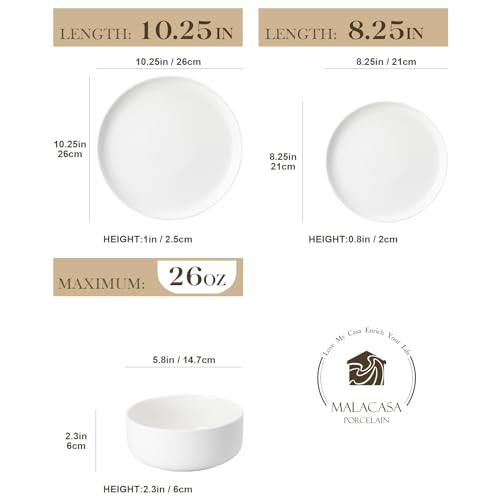 Ivory White 18-Piece Porcelain Dinnerware Set for 6 - Plates & Bowls