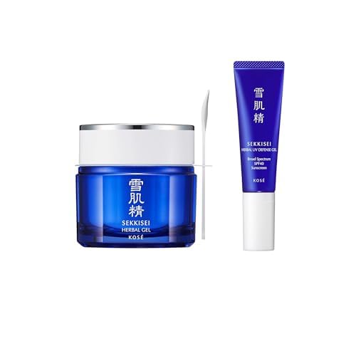 SEKKISEI UV Defense SPF 40 Broad Spectrum Sunscreen (1oz) & Herbal Gel Bundle (2.8oz). Moisturizer & Mask