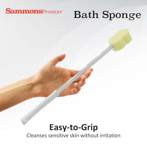 Contour Bath Sponge with Long Handle - 26" Back Scrubber & Shower Aid