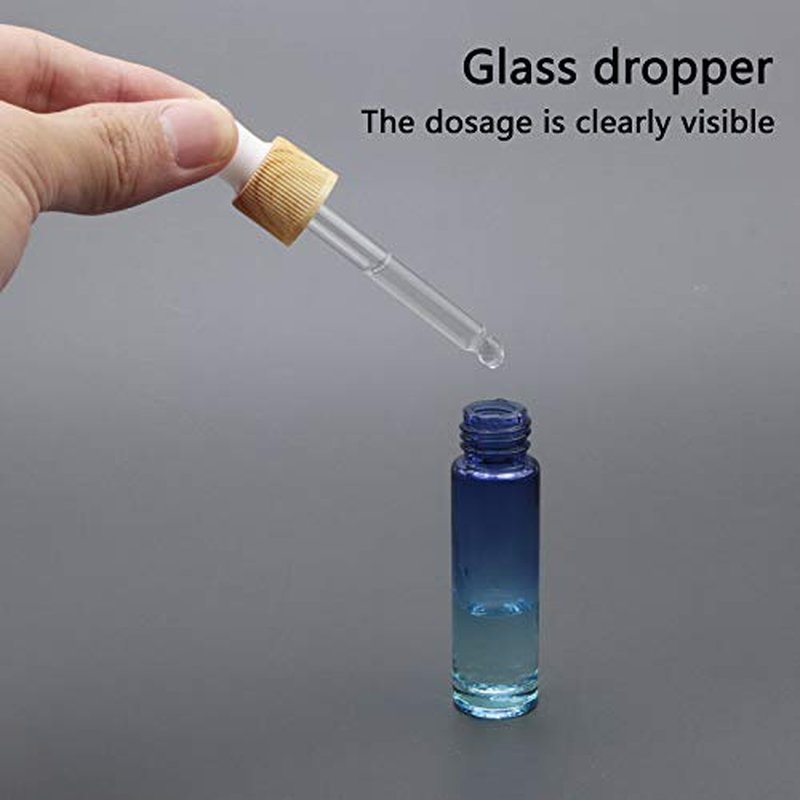 Kesell 10 Pack 10ml Small Glass Dropper Bottle Blue Gradient Color Glass Bottles with Eye Dropper for Travel Mini Sample Containers with 5 Funnels and 5 Plastic Droppers for Essential Oils,Perfume