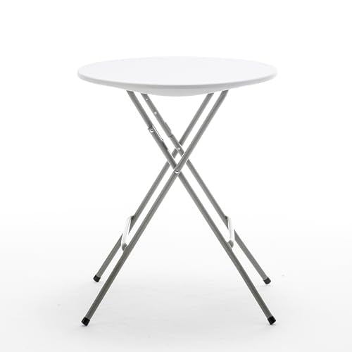Set of 2 White 24-Inch Round Folding Commercial Banquet Tables - Portable Kitchen & Event Use