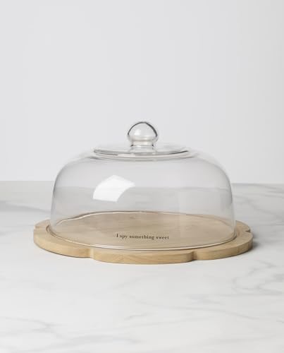 Dessert Cloche with Wooden Base and Glass Dome - Elegant Food Presentation