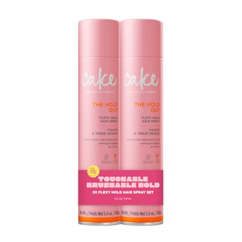 Cake Beauty Hairspray, The Hold Out ? For Crunch Free Brushable, Touchable, Flexible Hold & Soft Volume ? Vitamin E & Abyssinian Oil ? For All Hair Types- 5.6 Oz. 2 Pack