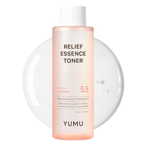 YUMU Licorice Relief Essence Toner for Sensitive Skin, Niacinamide, Panthenol, Fragrance-Free, Soothing & Hydrating (255ml / 8.62 fl. oz.)