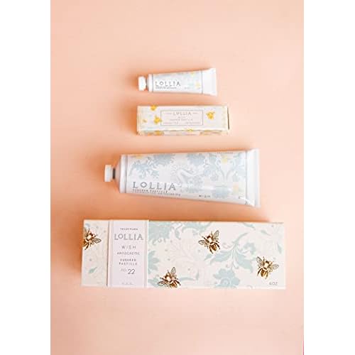 LOLLIA Wish No. 22 Handcreme Bundle, .33 oz. & 4 oz. ? Sugared Pastille ? Scented Hand Cream for Women, Moisturizing Hand Lotion for Dry Hands, Shea Butter & Cocoa Butter, Quick Absorbing Lotion