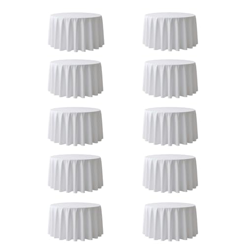 120 Inch White Round Tablecloths 10 Pack for Events & Dining - Surmente Variation