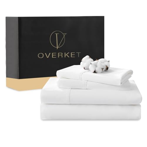 Queen Size 1000 Thread Count Egyptian Cotton Bed Sheets Set - White, Deep Pocket - Overket
