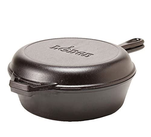 Cast Iron Combo Cooker Set - 3.2 Qt Deep Pot & 10.25 Inch Skillet Lid