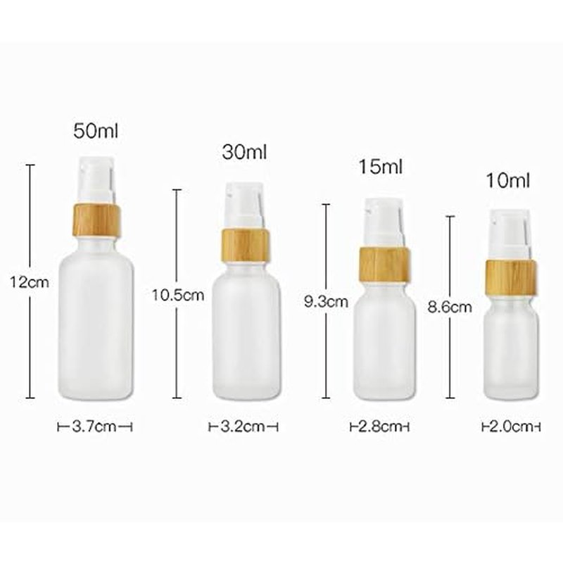 4 Pieces Frosted Glass Lotion Bottle Travel Pump Bottles Cosmetic Cream Container Dispenser Bottle For Lotion Liquid Essential Oil Blends (50ml(1.7oz))