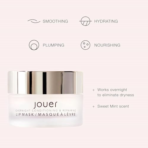 Jouer Mint Overnight Lip Masque ? Moisturizing Lip Treatment - Lip Mask Formulated with Maxi Lip for Plumper Lips and Visual Fullness - Shea Butter for Hydration