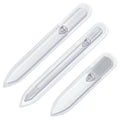 GLADZY Czech Glass Nail File Set with Glass Nail Shiner & Cuticle Pusher? 3 pcs Manicure Kit with Case, Multi-Functional Nano Buffer, Manicure Stick, Etched Crystal File for Natural Nails, Made in EU