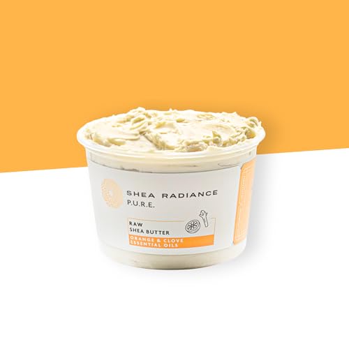 Shea Radiance P.U.R.E Raw Shea Butter - Orange & Clove, 14 oz - Natural Moisturizer for Skin & Hair, Sensitive Skin Care