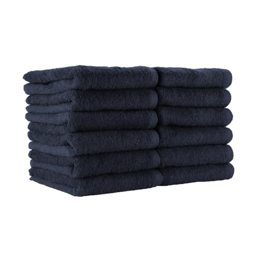 Navy Bleach-Resistant Salon Towels 12 Pack - 100% Cotton Hair & Spa Towels