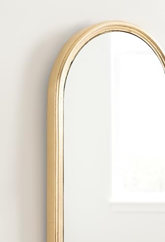 Slim Gold Arched Wall Mirror - 8x38 Inch Tall Entryway Bedroom Decor