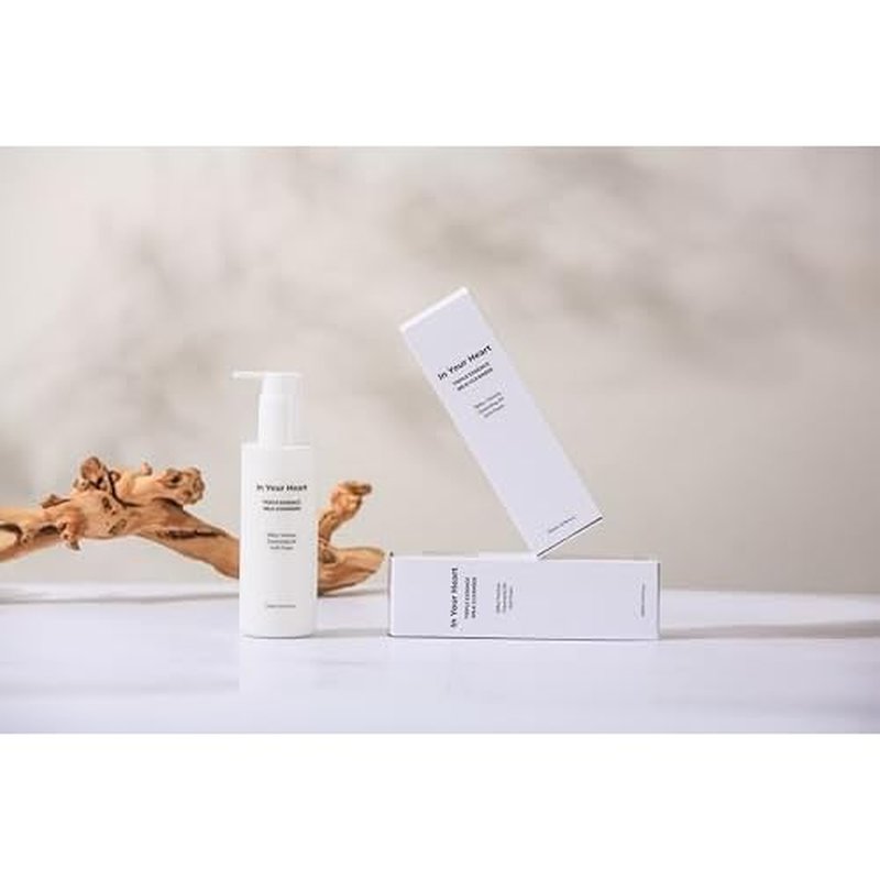 In Your Heart Triple Essence Milk Cleanser ? 3-in-1 Milky to Oil to Foam Cleanser & Makeup Remover | Hyaluronic Acid, Galactomyces, Chamomile | Korean Skincare, 200ml / 6.76 fl oz
