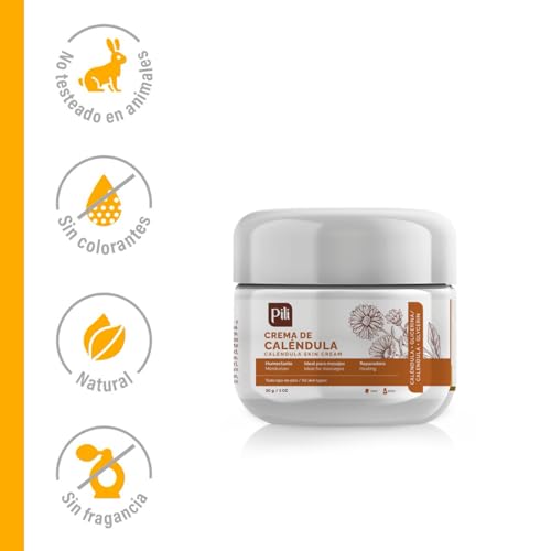 Pili Natural Calendula Cream - Moisturizing Cream for Rough, Dry, or Chapped Skin - Crema de Calendula (1 oz/Unit)