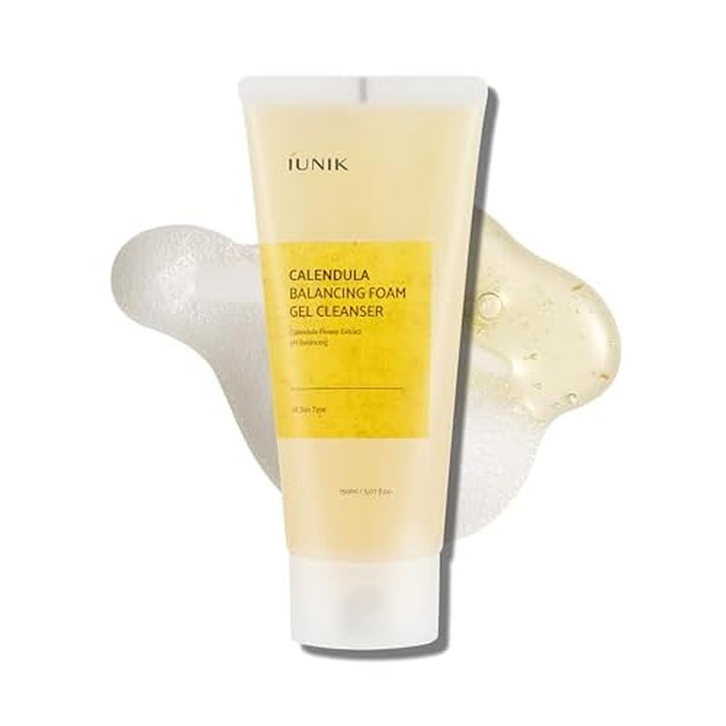 IUNIK Low pH Calendula Balancing Foam Gel Cleanser for All Skin Types ? Face Wash with Centella Asiatica & Beta Glucan ? Gentle Hydrating Mild Facial Cleanser 5.07 Fl. Oz. Korean Skincare
