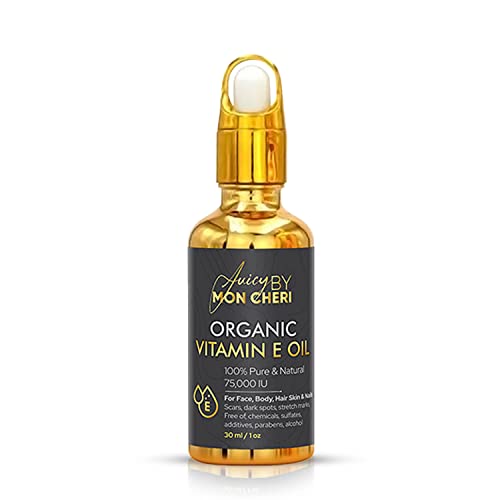 Pure Organic Vitamin E Oil - 1oz Dropper | Soften, Fade Dark Spots & Redness, Scars, stretch marks Improve Texture
