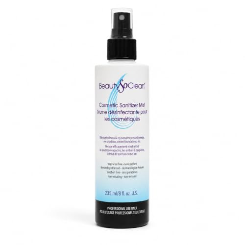 Cosmetic Sanitizer Mist - 8 Fl Oz Makeup Sanitizing Spray for Powder & Cream Foundations, Palettes & Blush