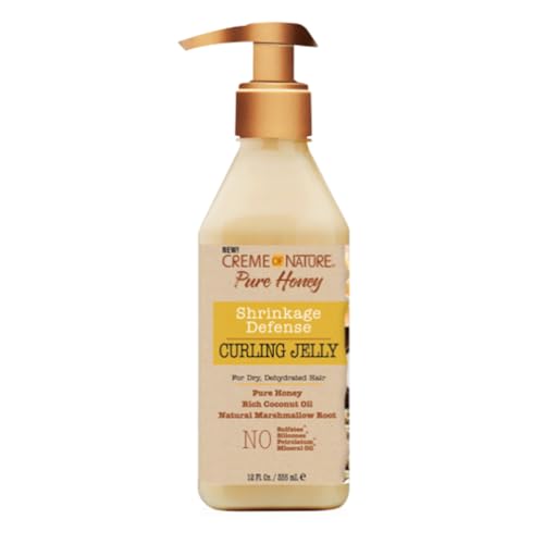 Creme of Nature Curling Jelly 12oz - Pure Honey, Coconut Oil & Shea Butter, Shrinkage Defense