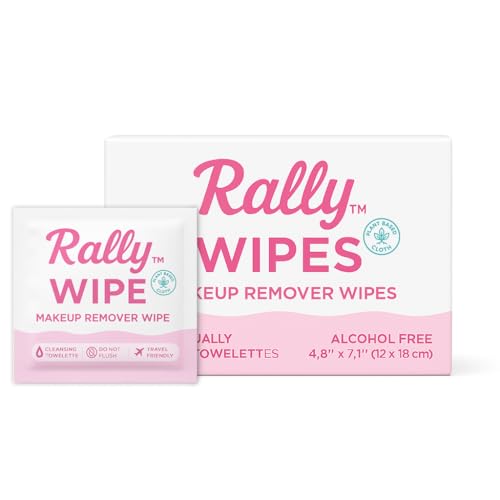 Rally Wipes ? Mess-Free Individually Wrapped Makeup Remover Wipes with Micellar Water, Vitamin E, Aloe ? Individually Wrapped for Travel, Gym, Car & Purse (30 Count)