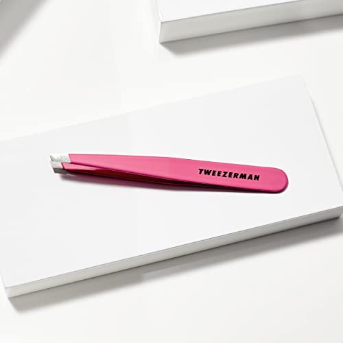 Tweezerman Slant Tweezer Neon Pink – Eyebrow Tweezers, 1 Count