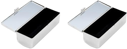 Stephanie Imports Set of 2 Rectangular Lipstick Cases with Glass Mirror - Silver Checker (Variation: Silver Checker)