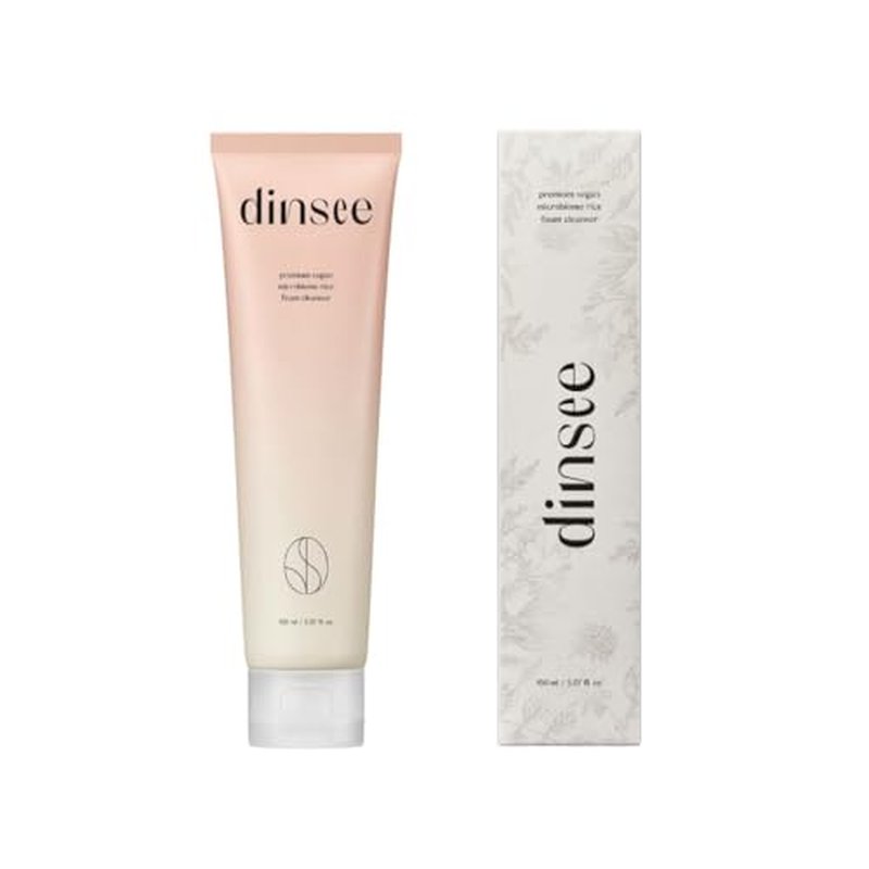 DINSEE Premium Vegan Microbiome Rice Foam Cleanser- Gentle Korean Rice Face Wash, Vegan Face Cleanser, Daily Facial Cleanse, Makeup remover, Reduce Sebem, 150ml / 5.07fl.oz