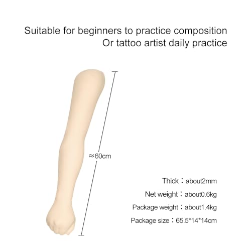 2MM Professional Silicone Tattoo Practice Arm - 1:1 Realistic Fake Skin, White Variation