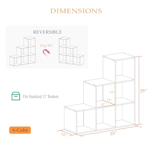OSCHF Ladder Cube Storage Bookcase - 6-Cube Corner Shelf White - Variation of 6-Cube / White