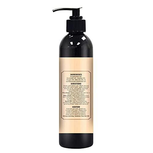 Pre-Shave & Beard Conditioning Oil for Men Sandalwood Scent - Jojoba & Argan Oils