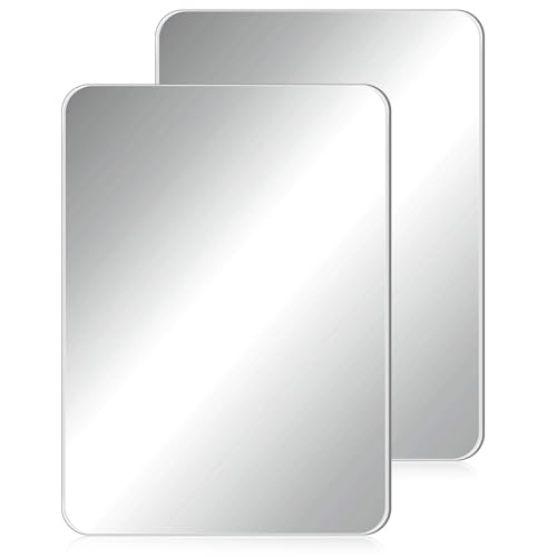 Blulu 2 Pcs Magnetic Locker Mirror Small Real Glass School Rectangular Locker Magnetic Makeup Mirror for Bathroom Household Refrigerator Cabinet(12 x 16 Inches)