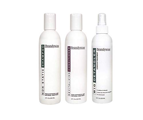 Wig Shampoo Conditioner & Detangler Kit - 8 oz Each for Synthetic & Real Hair
