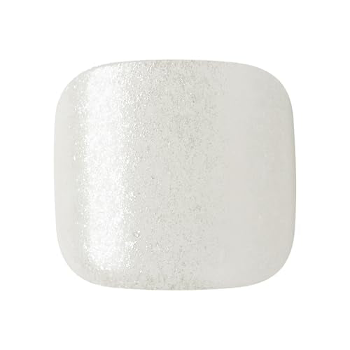 KISS Impress Color No Glue Pedi 30 Pcs Press on Toenails, White Glitter Stick on Extension False Nails for Toes, Peel & Press Easy Apply, Hassle-Free Removal, Includes Manicure Stick, Prep Pad & File