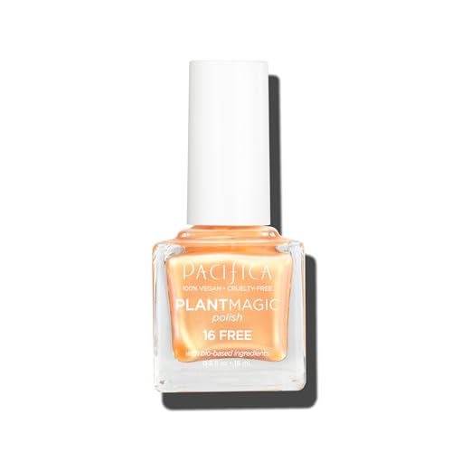 Pacifica Natural Nail Polish ? Plant Magic Orange Nail Polish - Plant Based, Non-Toxic & Clinically Tested - Lasting Colors, Glossy, Chip-Resistant, Clean Beauty, Dermatologist Approved, Tangerine Pop