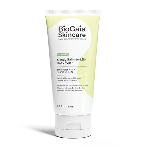 Gentle Balm-to-Milk Body Wash for Sensitive Skin - Organic Oil-Based Cleanser, Microbiome-Friendly, Fragrance-Free