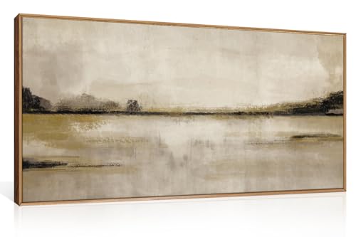 KAIRNE Abstract Mountain Lake Wall Art Set - 40x20 Textured Framed Canvas - Landscape Artwork