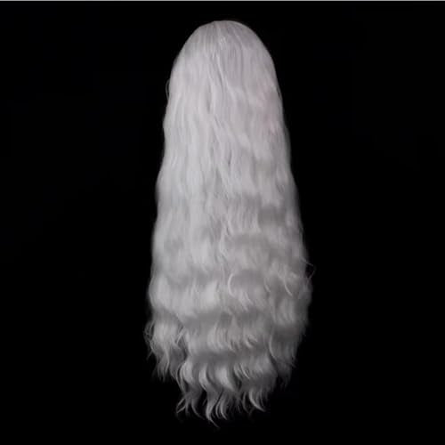 ELESTY CR1001 White Long Wavy Synthetic Lace Front Wig 24 Inch for Women — Glueless, Pre-Plucked, Heat Resistant Fiber, Cosplay & Party