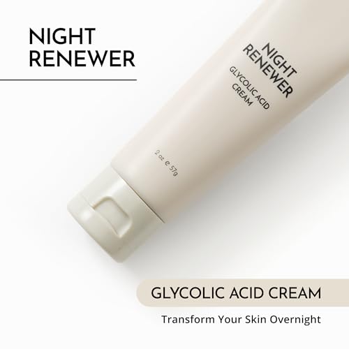 Night Renewing Face Cream with Glycolic Acid for Sensitive Skin - Unscented, 2-in-1 Treatment