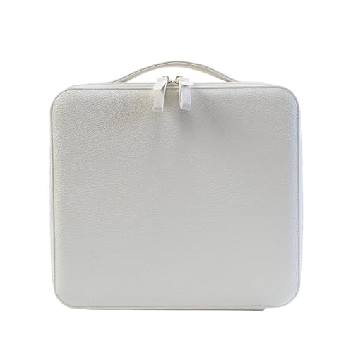 Hard Shell Makeup Brush Bag with Mirror & Dust-Proof Film, Professional Cosmetic Organizer Case, Large Capacity Travel Toiletry Bag for Women
