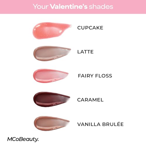 MCoBeauty Sweetheart Peptide Lip Treatment Set - Peptide Lip Gloss Balm & Tint Kit - Juicy Lip Glaze Gift Set with Peptides & Shea Butter for Dry Lips, Sugary-Sweet Scents, Cruelty Free Lip Care